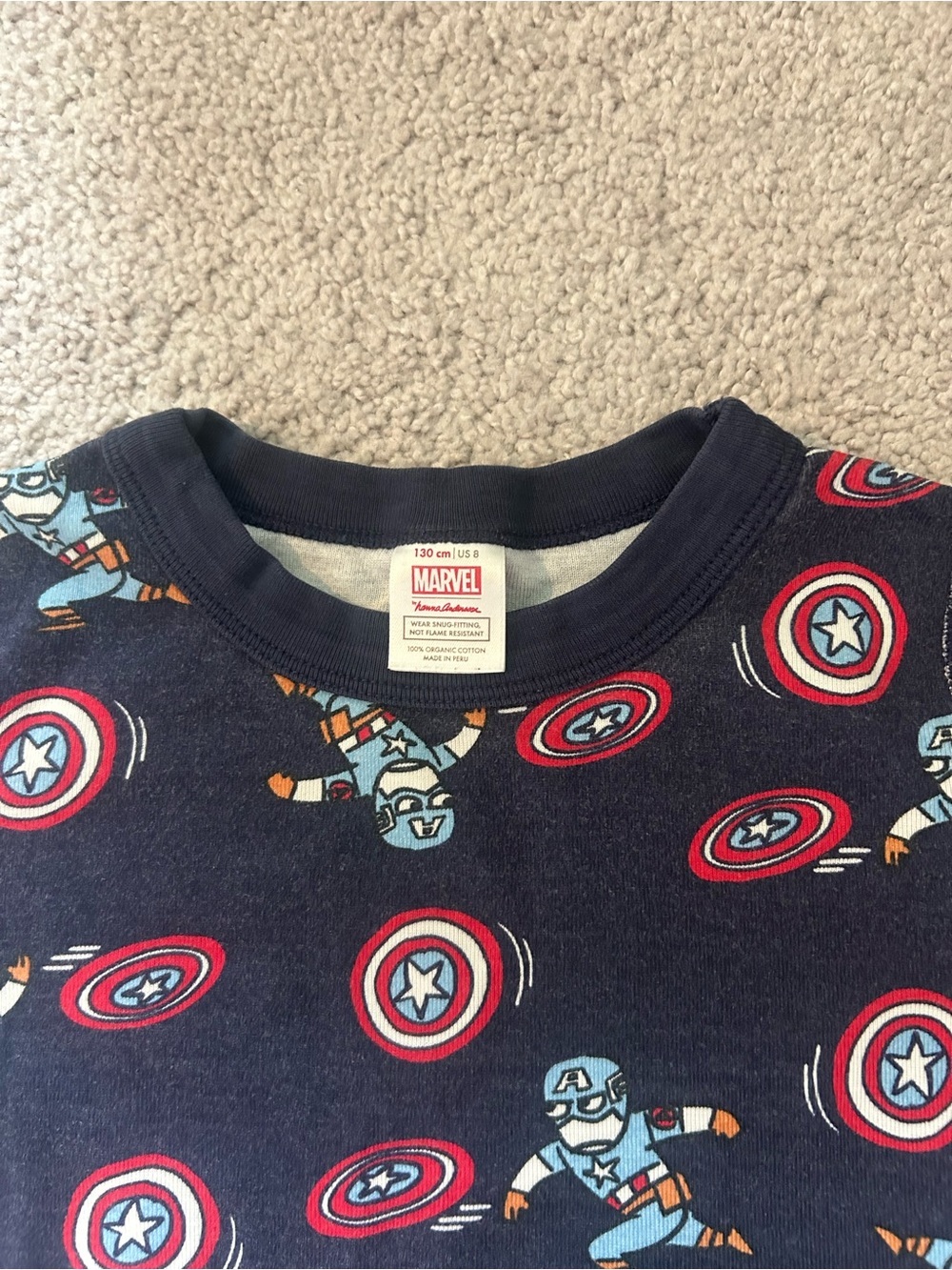 Hanna Andersson Marvel Captain America short sleeve pajama set size 8 - Picture 2 of 4